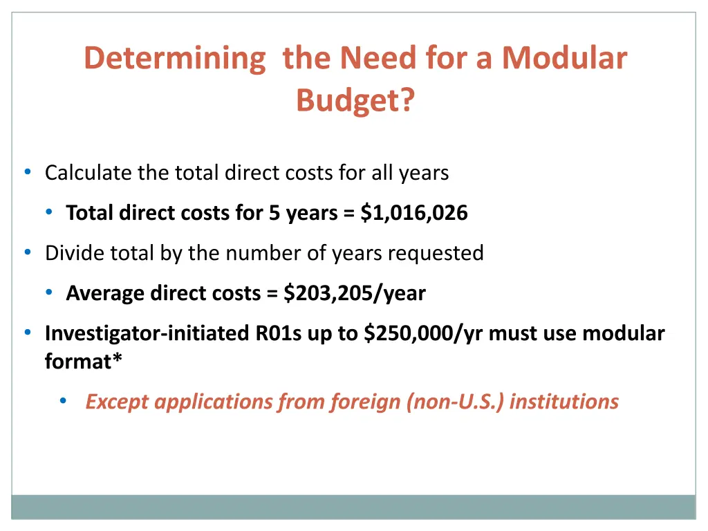 determining the need for a modular budget