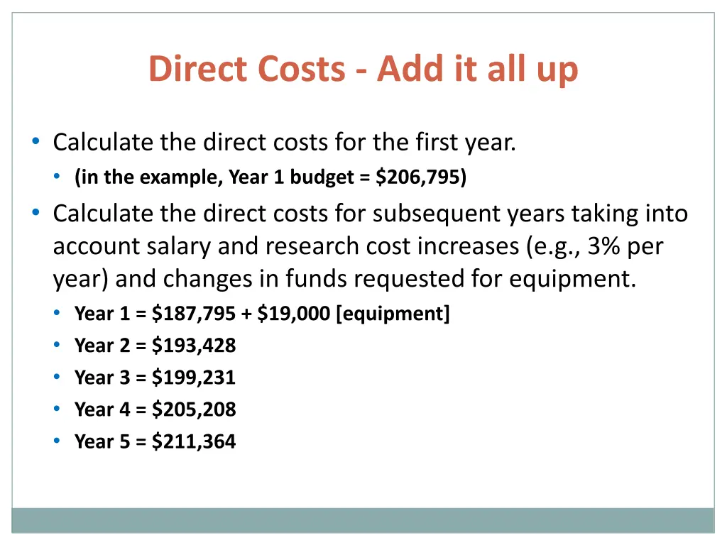 direct costs add it all up