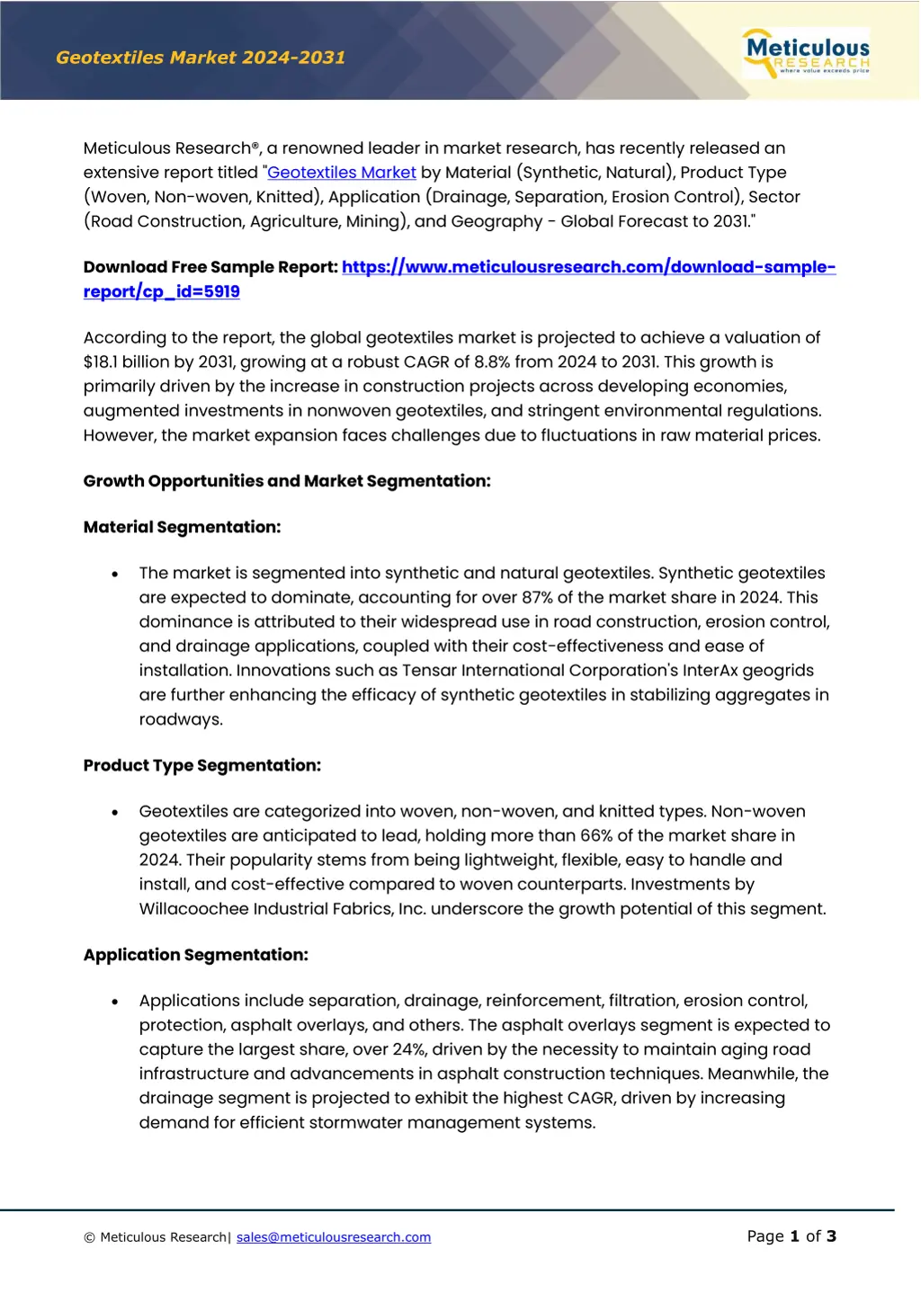 geotextiles market 20 2 4 20 31