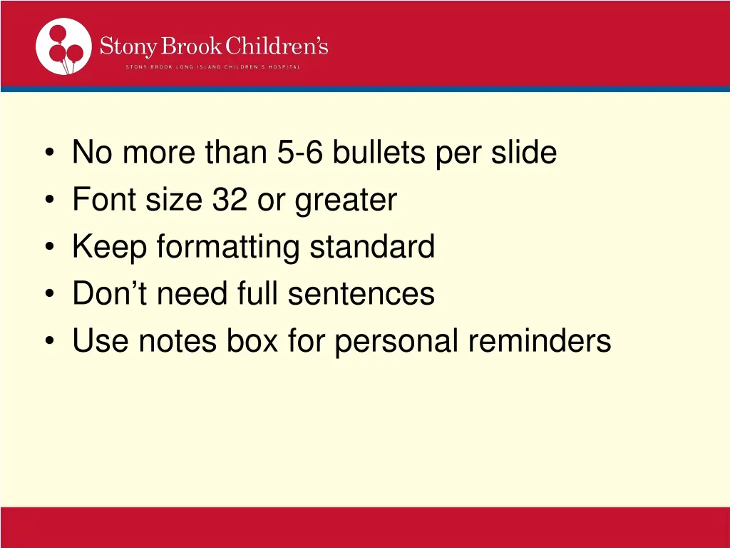 no more than 5 6 bullets per slide font size