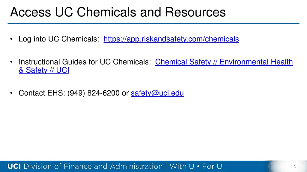 access uc chemicals and resources