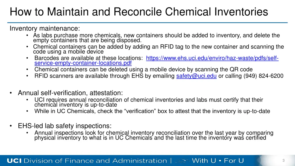 how to maintain and reconcile chemical inventories