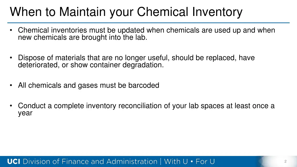 when to maintain your chemical inventory