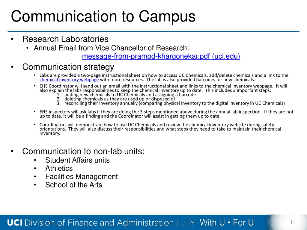 communication to campus