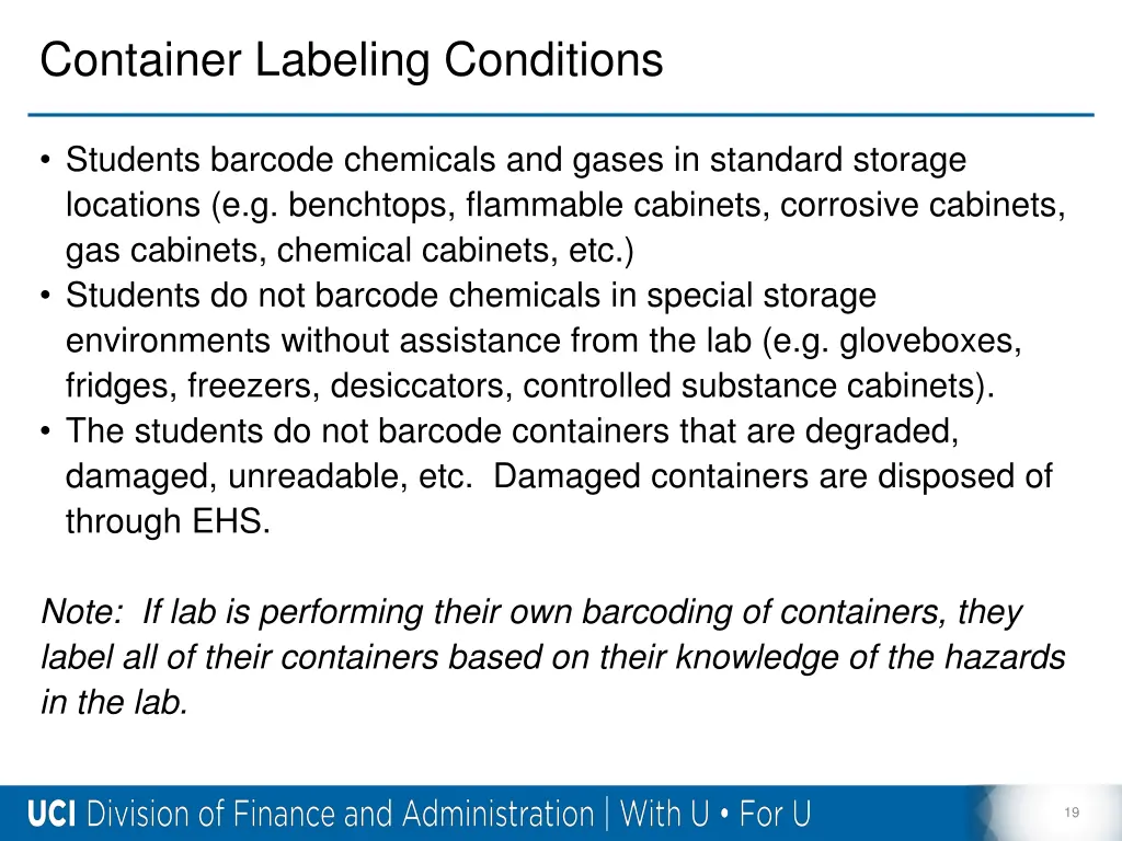 container labeling conditions