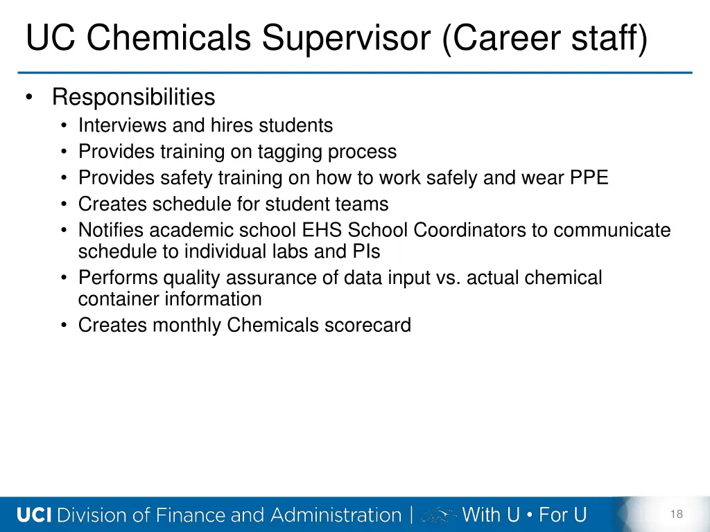 uc chemicals supervisor career staff