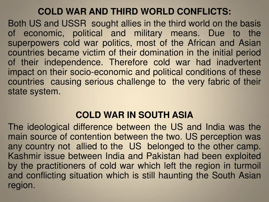 cold war and third world conflicts both