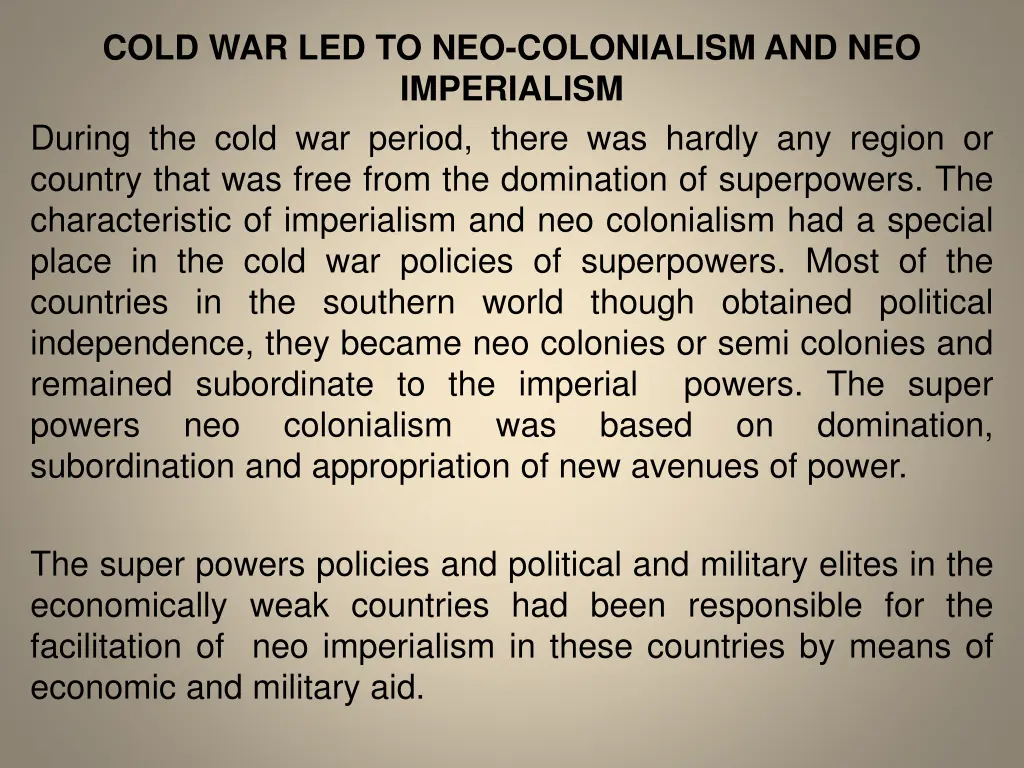 cold war led to neo colonialism