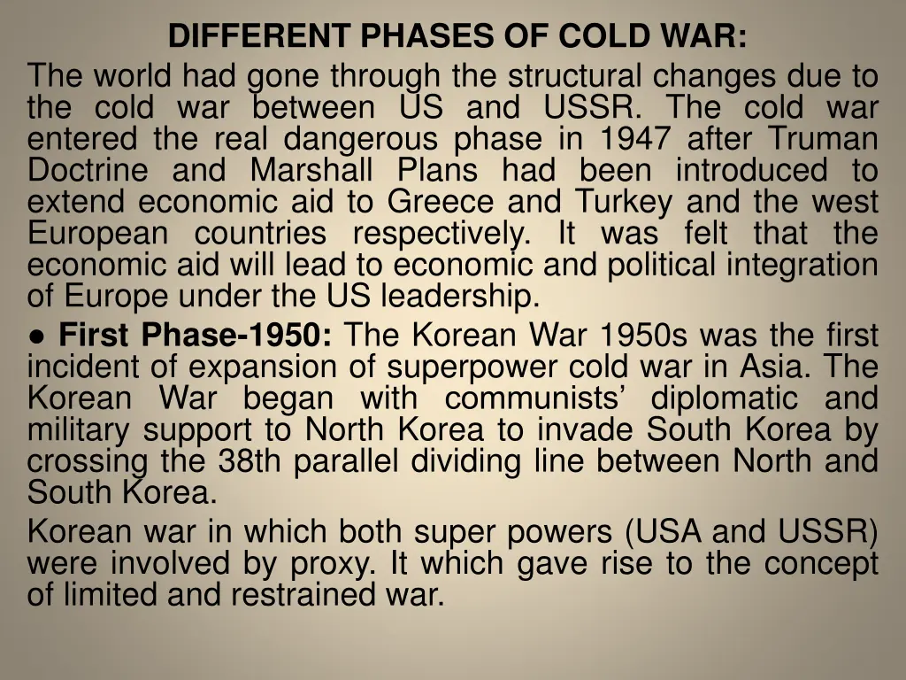 different phases of cold war the world had gone