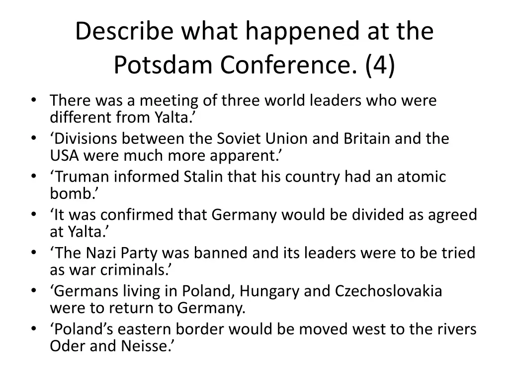 describe what happened at the potsdam conference 4 1