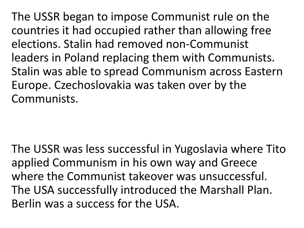 the ussr began to impose communist rule