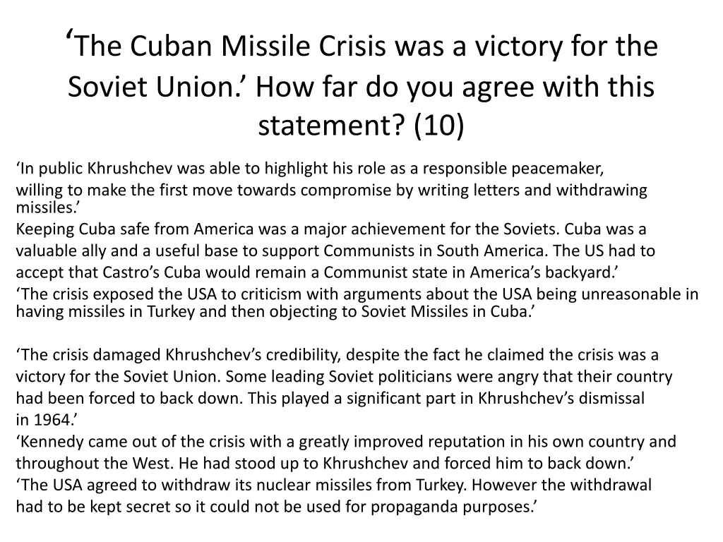 the cuban missile crisis was a victory 1