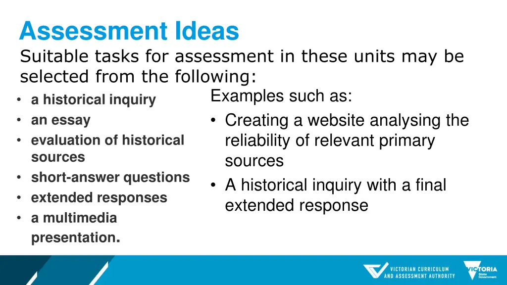 assessment ideas suitable tasks for assessment