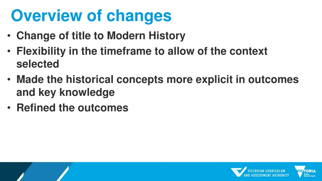 overview of changes change of title to modern