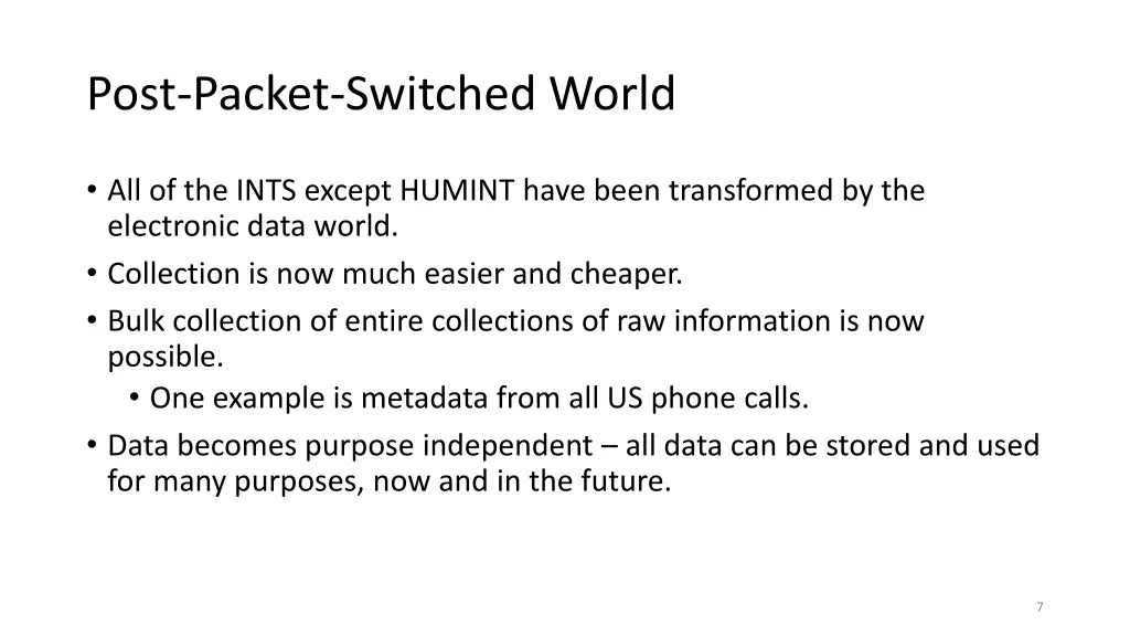 post packet switched world