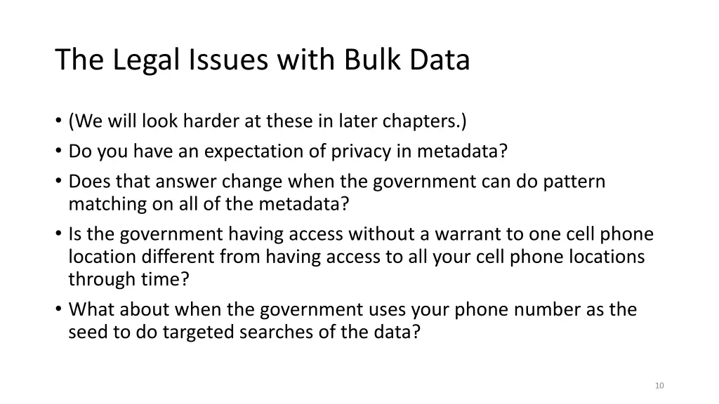 the legal issues with bulk data