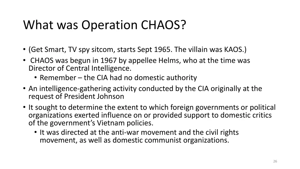 what was operation chaos