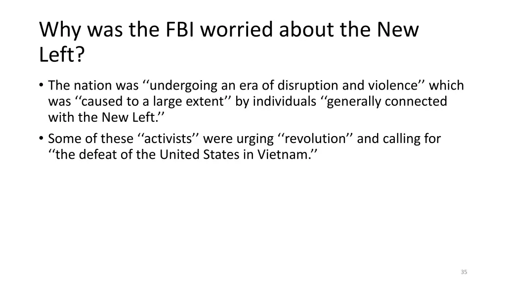 why was the fbi worried about the new left