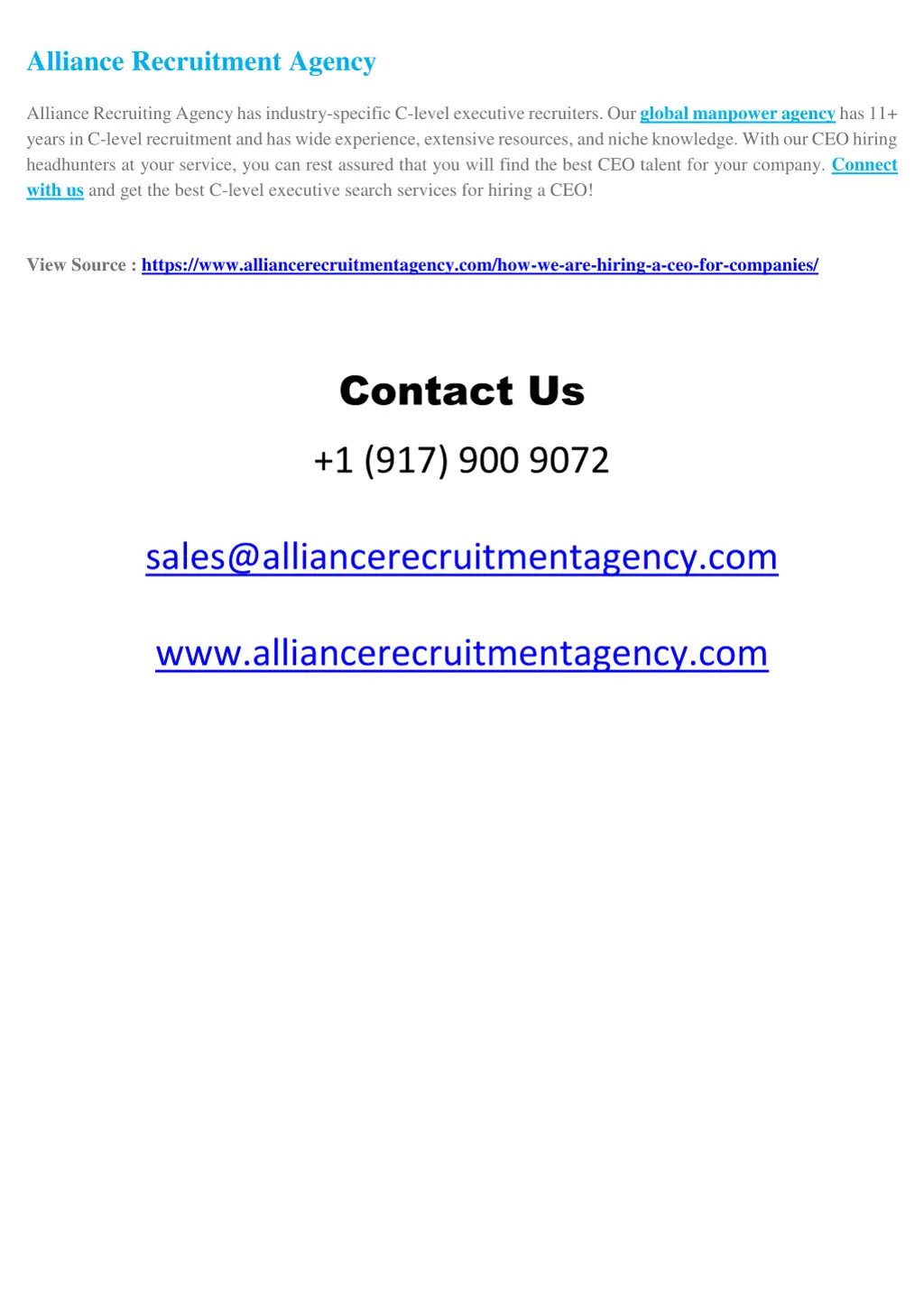 alliance recruitment agency