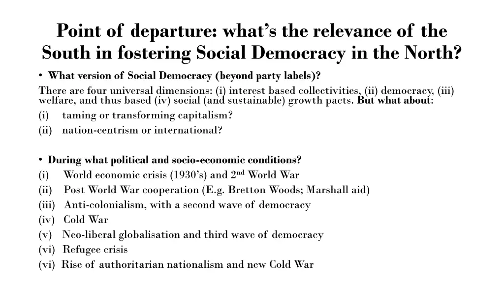 point of departure what s the relevance