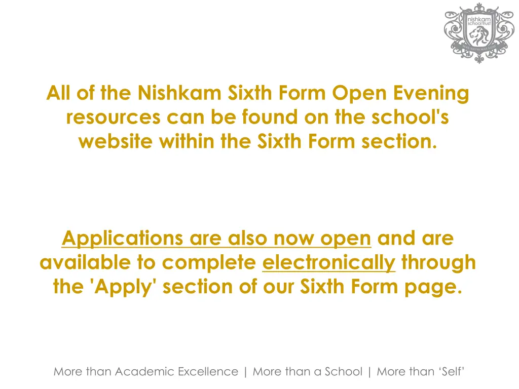 all of the nishkam sixth form open evening