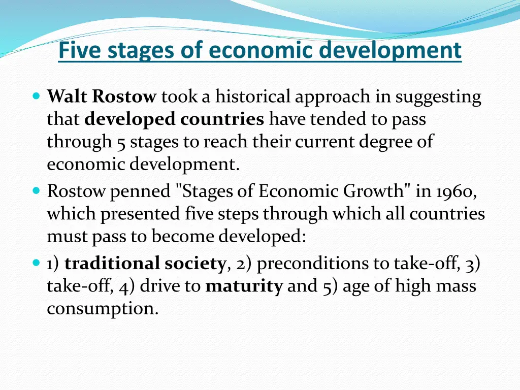 five stages of economic development