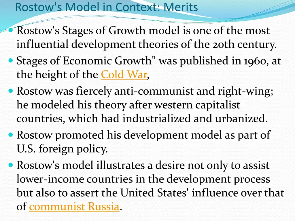 rostow s model in context merits