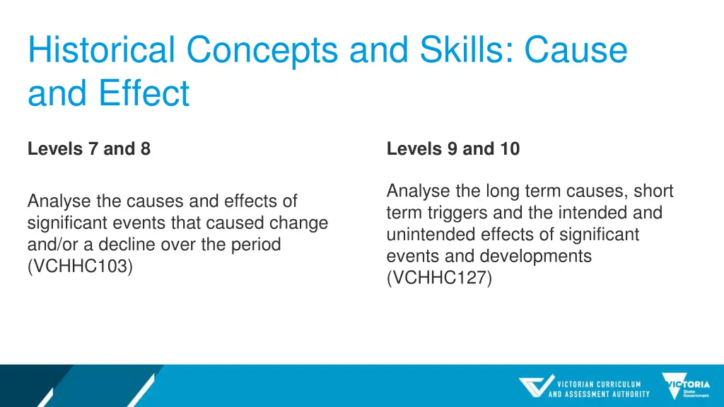 historical concepts and skills cause and effect