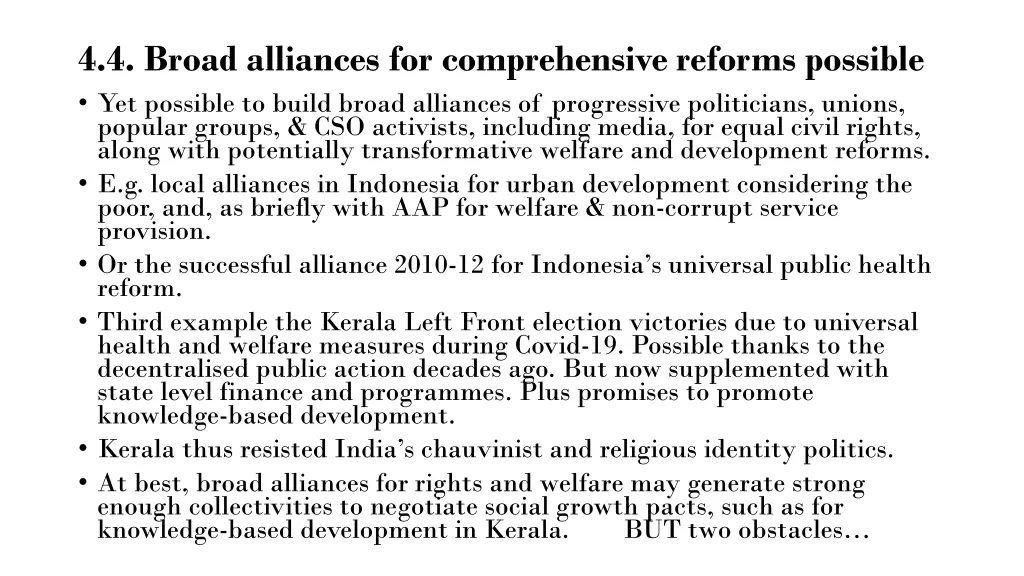 4 4 broad alliances for comprehensive reforms