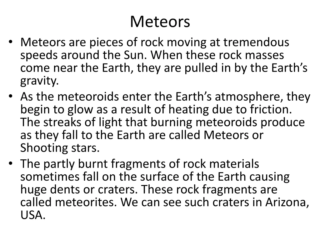 meteors