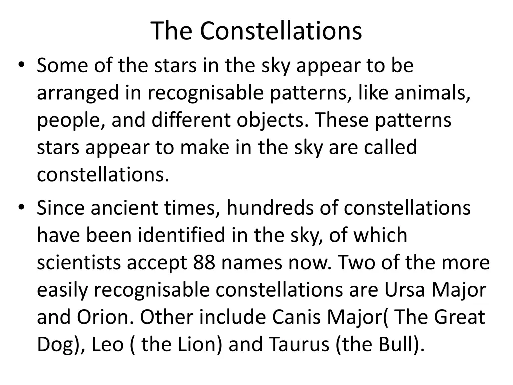 the constellations