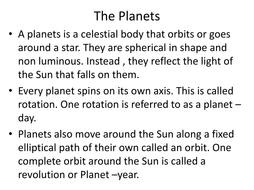 the planets