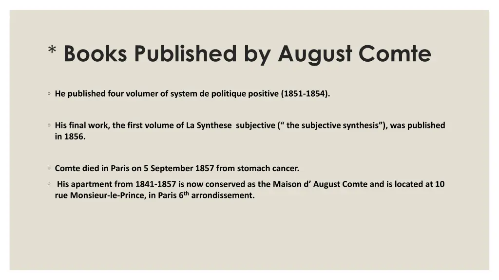 books published by august comte