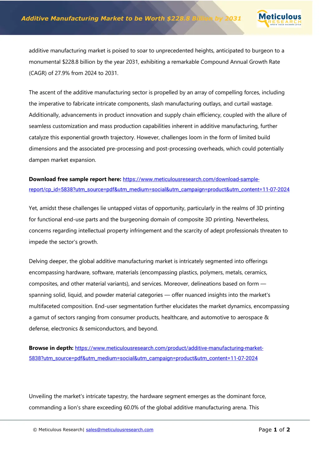 additive manufacturing market to be worth