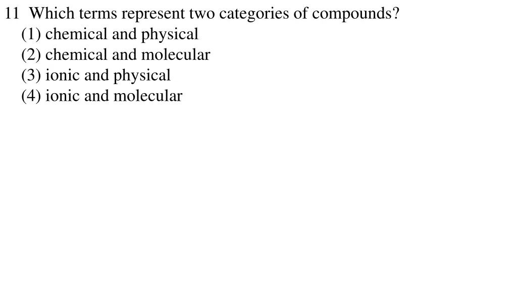 11 which terms represent two categories