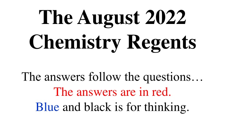 the august 2022 chemistry regents