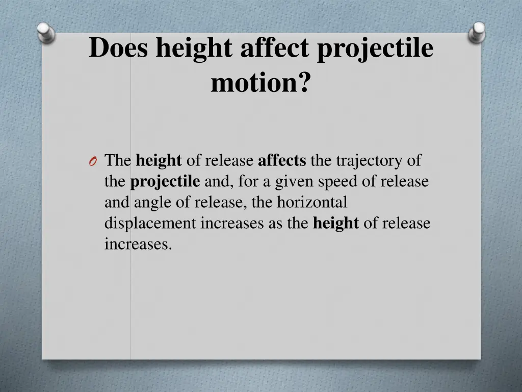 does height affect projectile motion