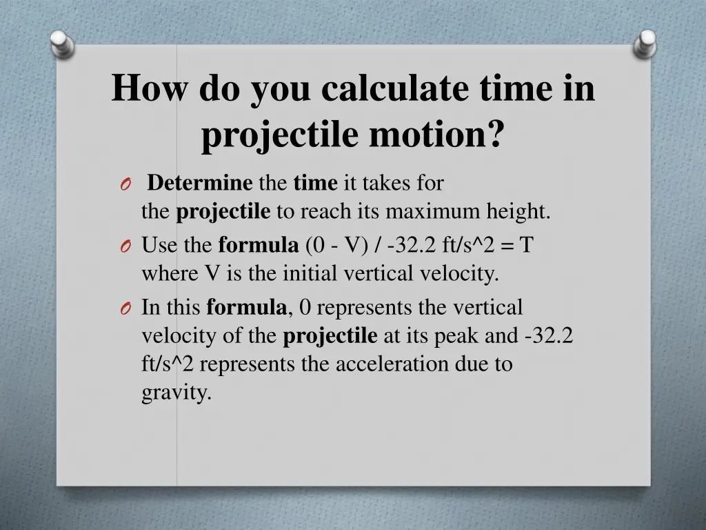 how do you calculate time in projectile motion