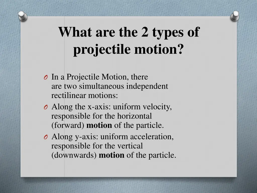 what are the 2 types of projectile motion