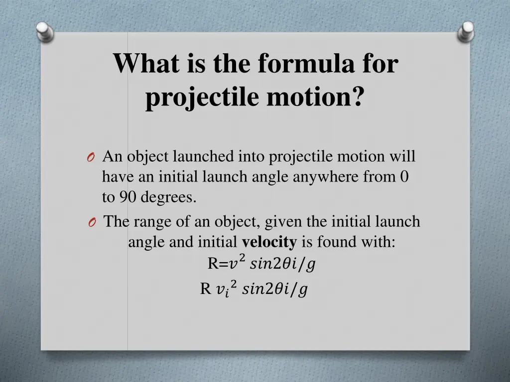 what is the formula for projectile motion