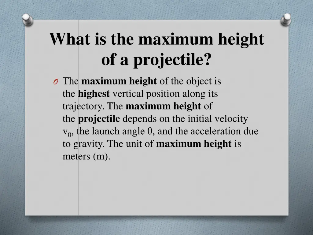 what is the maximum height of a projectile