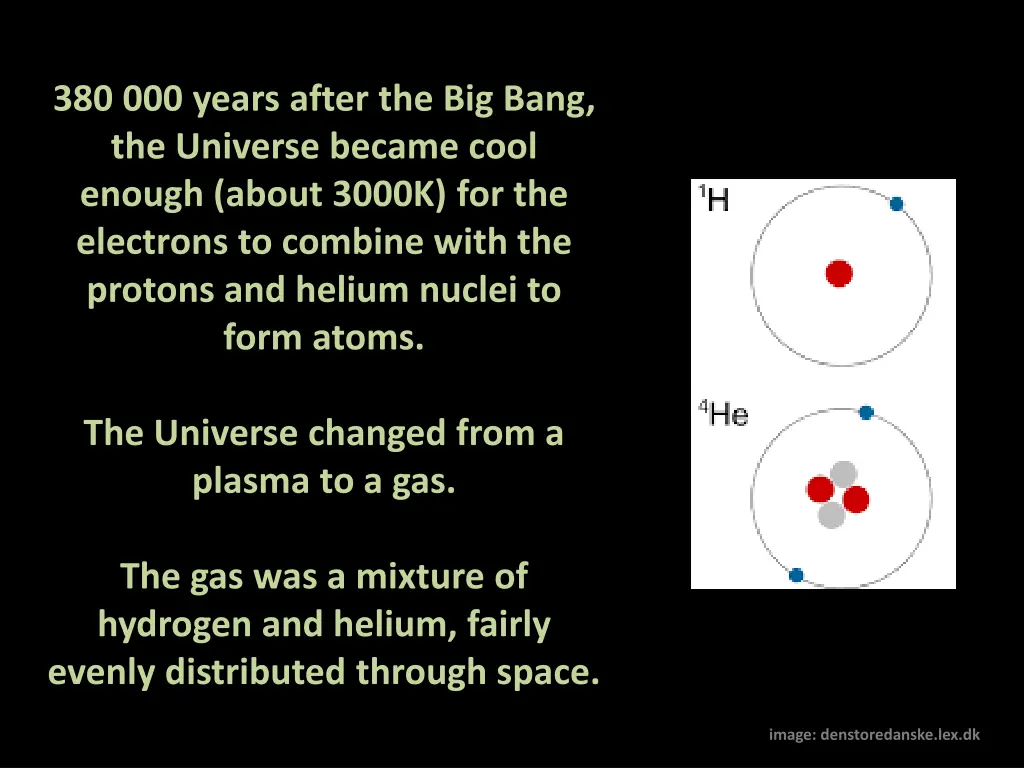 380 000 years after the big bang the universe