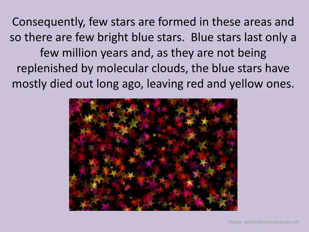 consequently few stars are formed in these areas