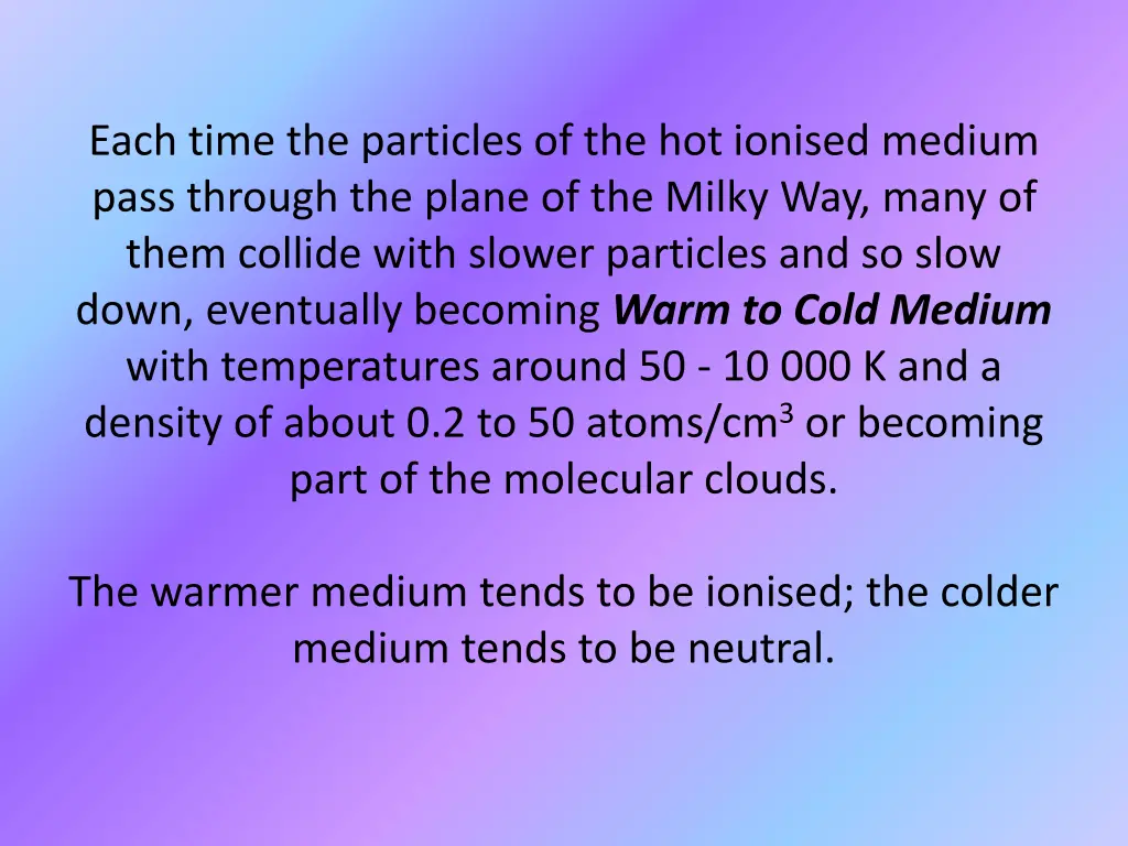 each time the particles of the hot ionised medium