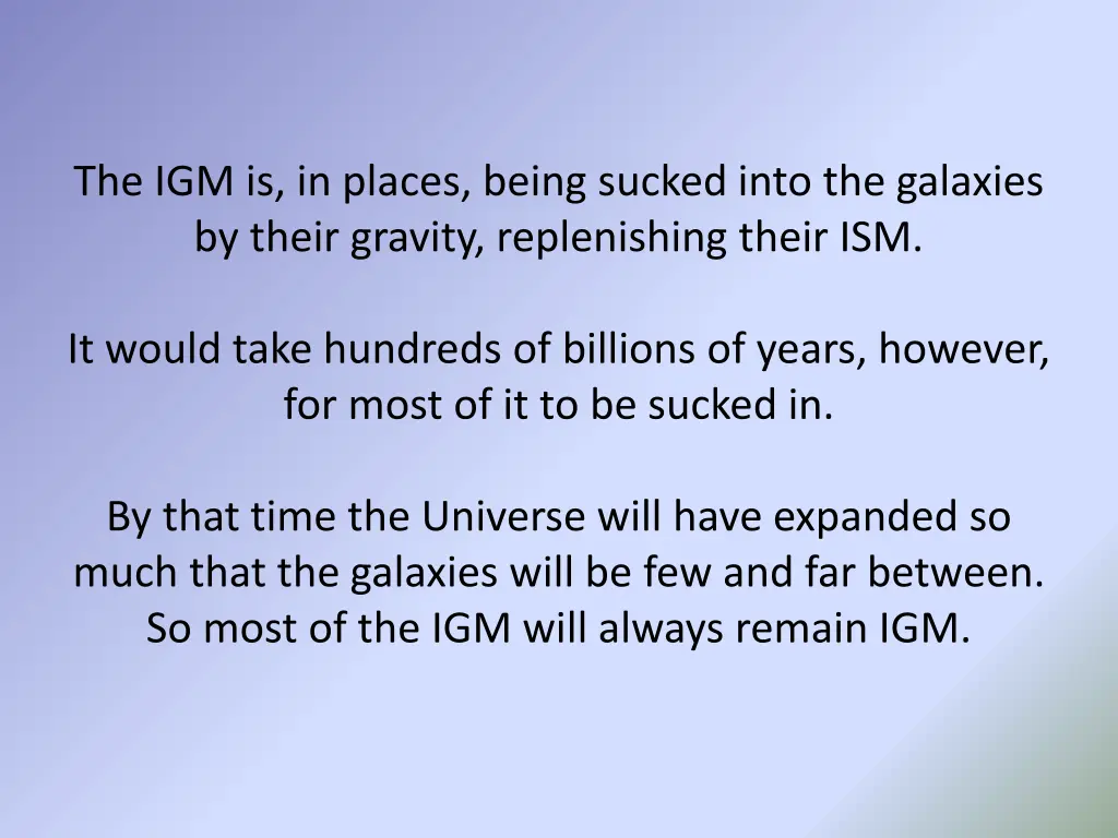 the igm is in places being sucked into