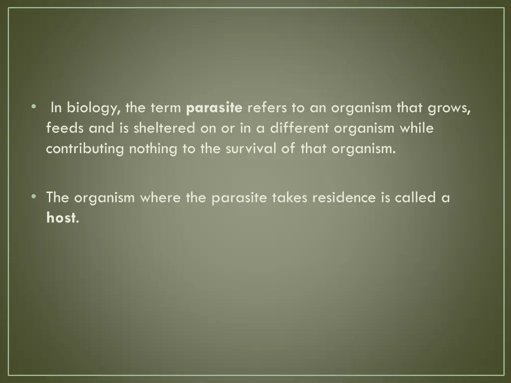 in biology the term parasite refers