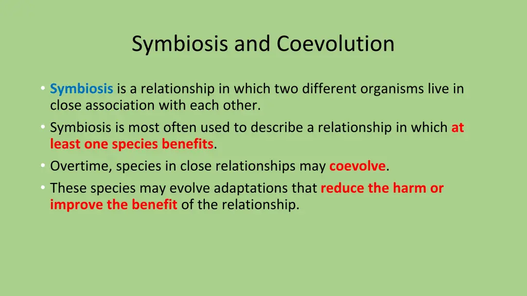 symbiosis and coevolution