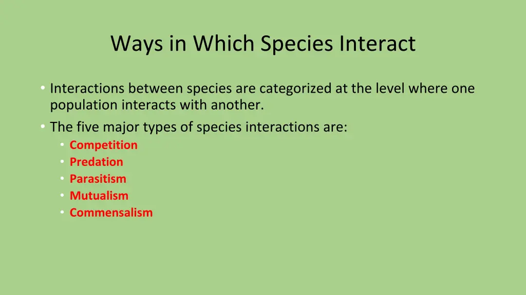 ways in which species interact