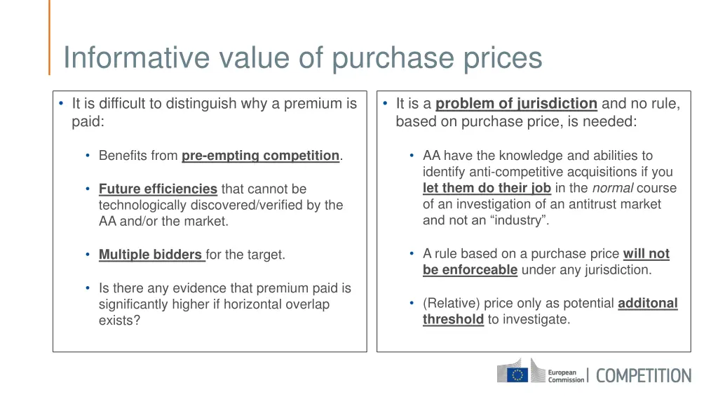 informative value of purchase prices