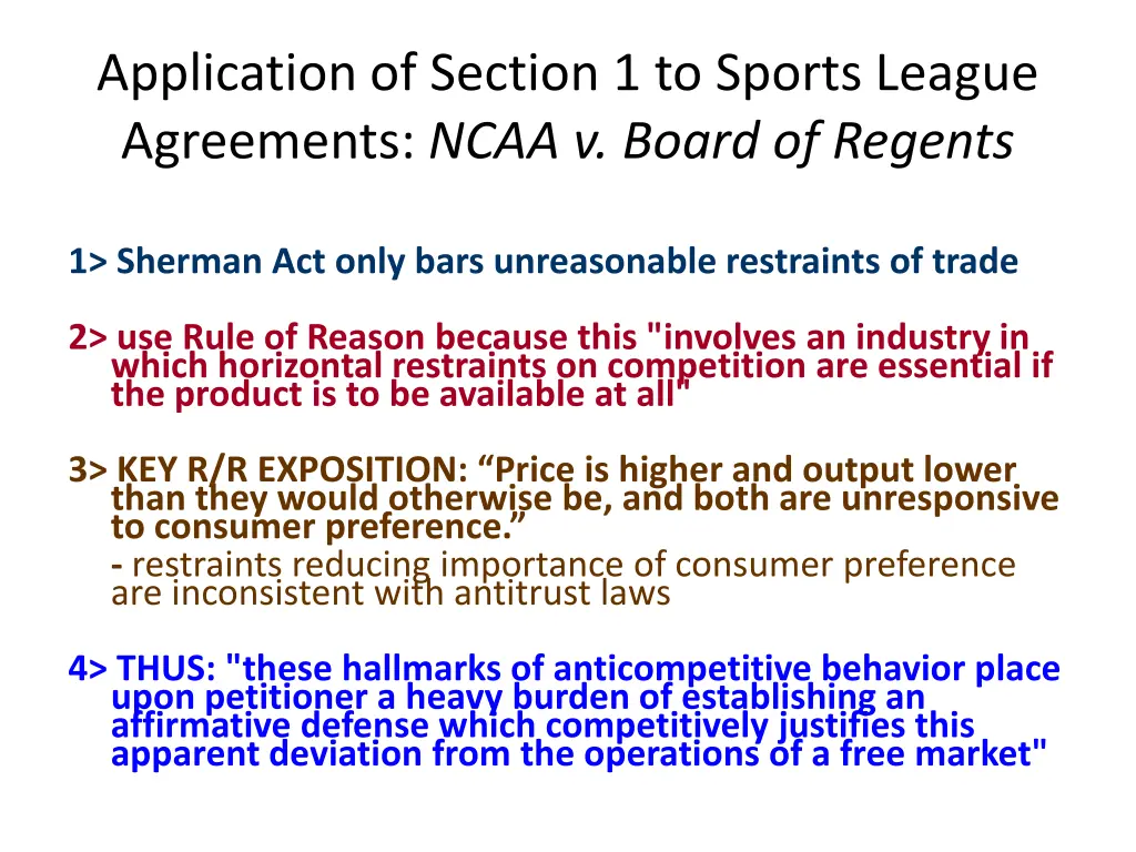 application of section 1 to sports league